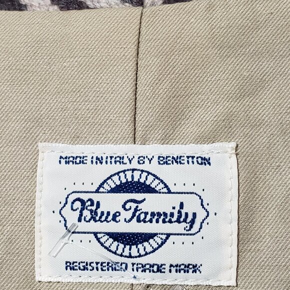 Vintage Blue Family Benetton Brown Striped Long Sleeve Jacket Size Large - Picture 5 of 7